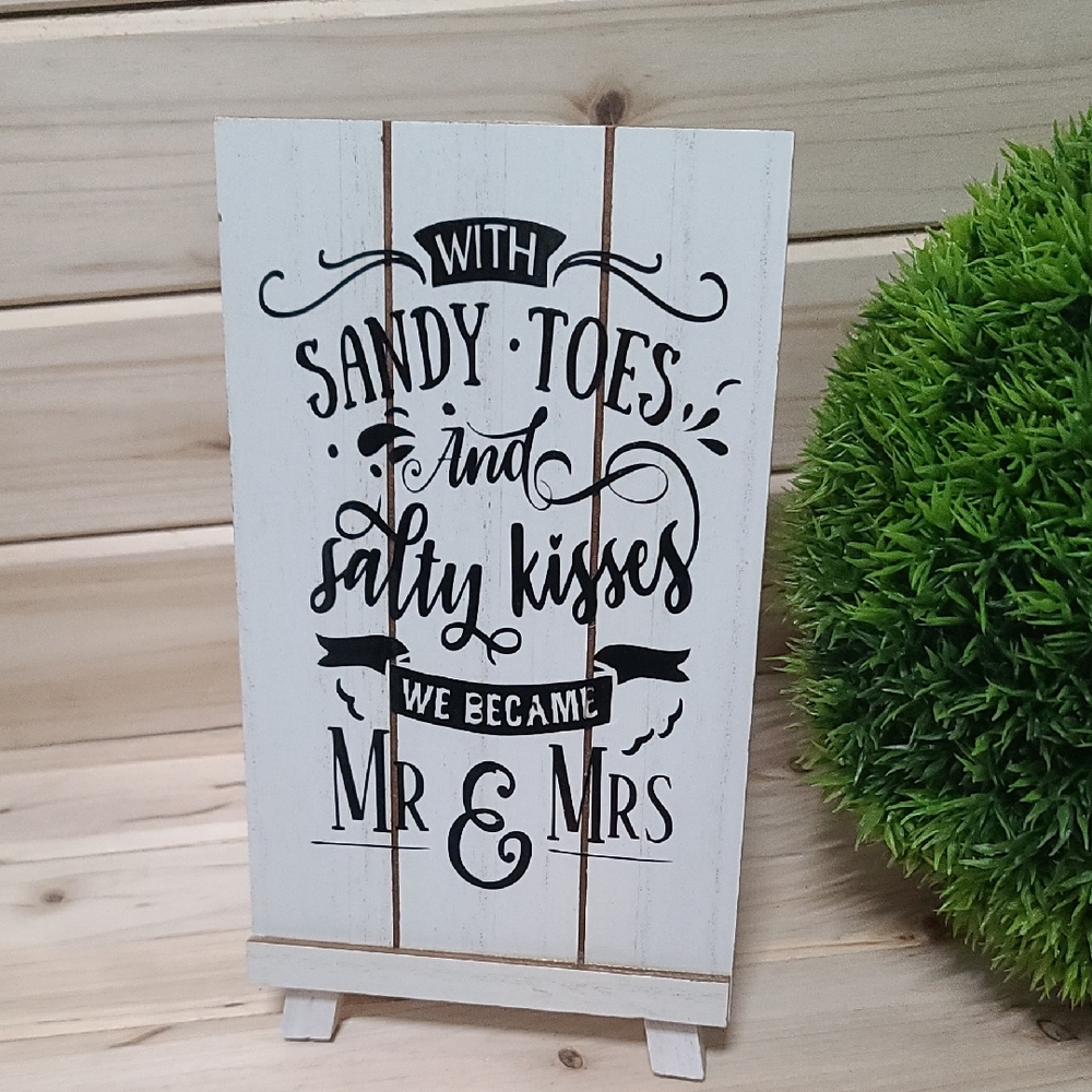Hand Crafted White and Black Decorative Sign